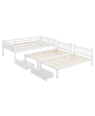 Full Over Twin & Twin Triple Bunk Bed with Drawers