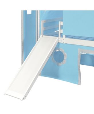 Twin Size Loft Bed with Slide Tent and Tower