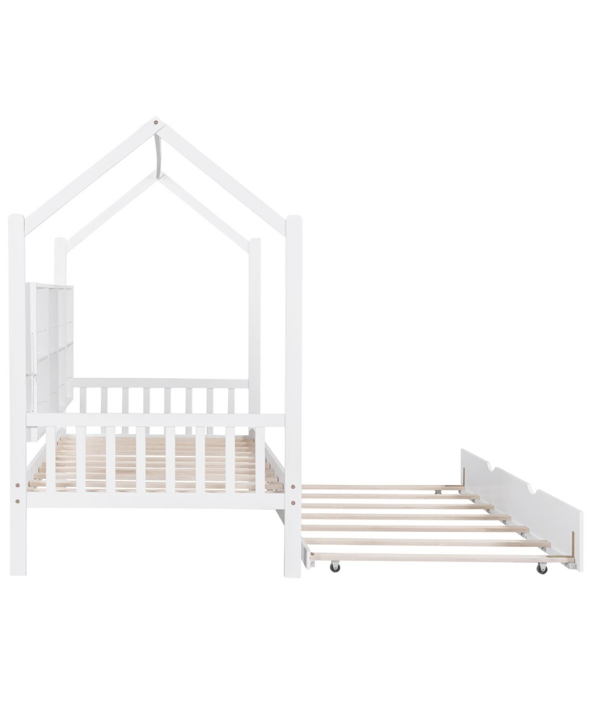 Streamdale Furniture Wooden Twin House Bed with Trundle & Shelf