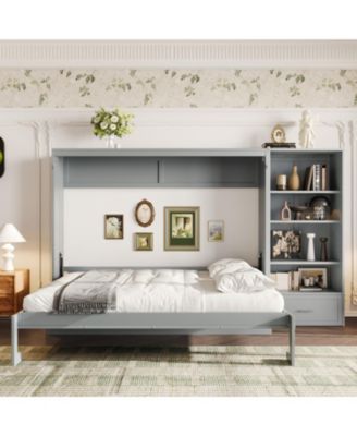 Queen Murphy Bed with Storage & Shelf
