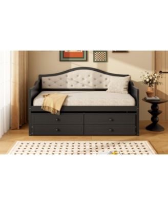 Streamdale Twin Daybed with Trundle & Storage, Upholstered Backrest