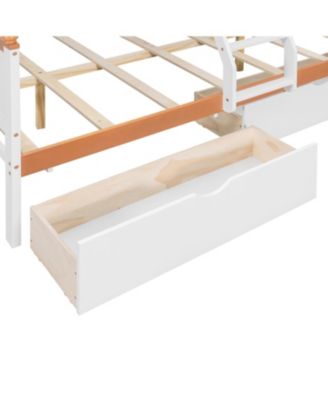 Twin Over Full Bunk Bed Wardrobe, Drawers, Shelves & LED