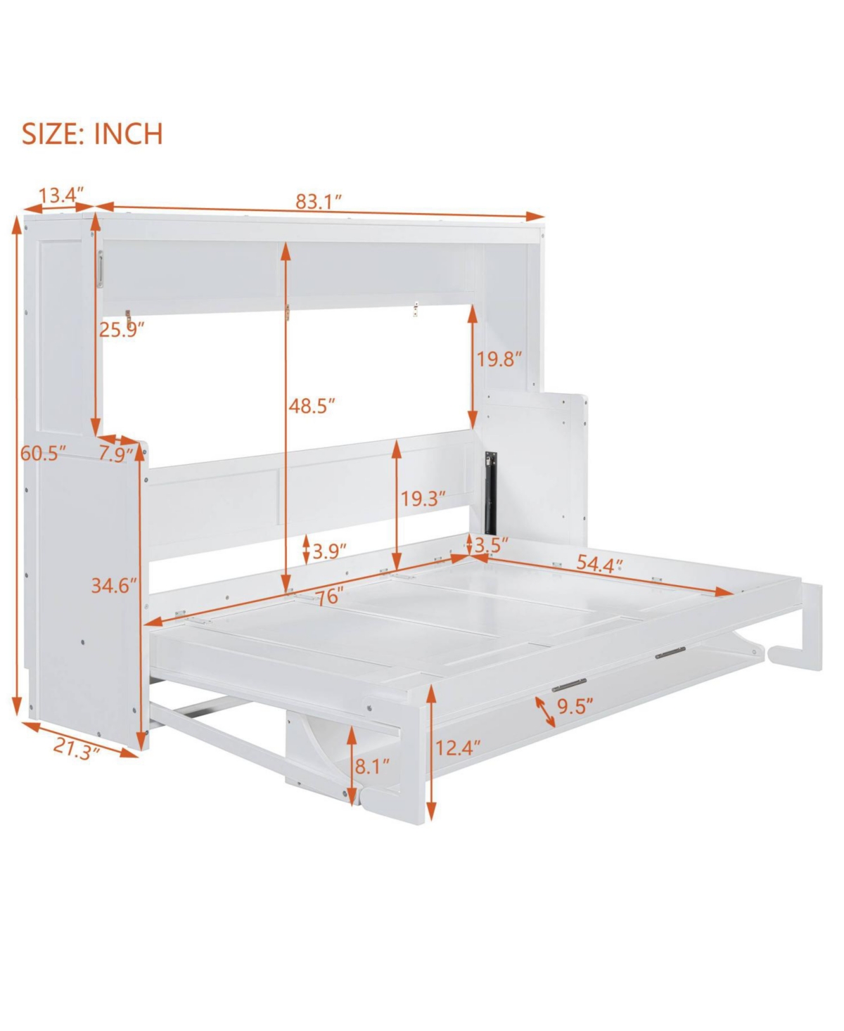Streamdale Furniture Murphy Bed with Hydraulic Lift & Desk - Gray