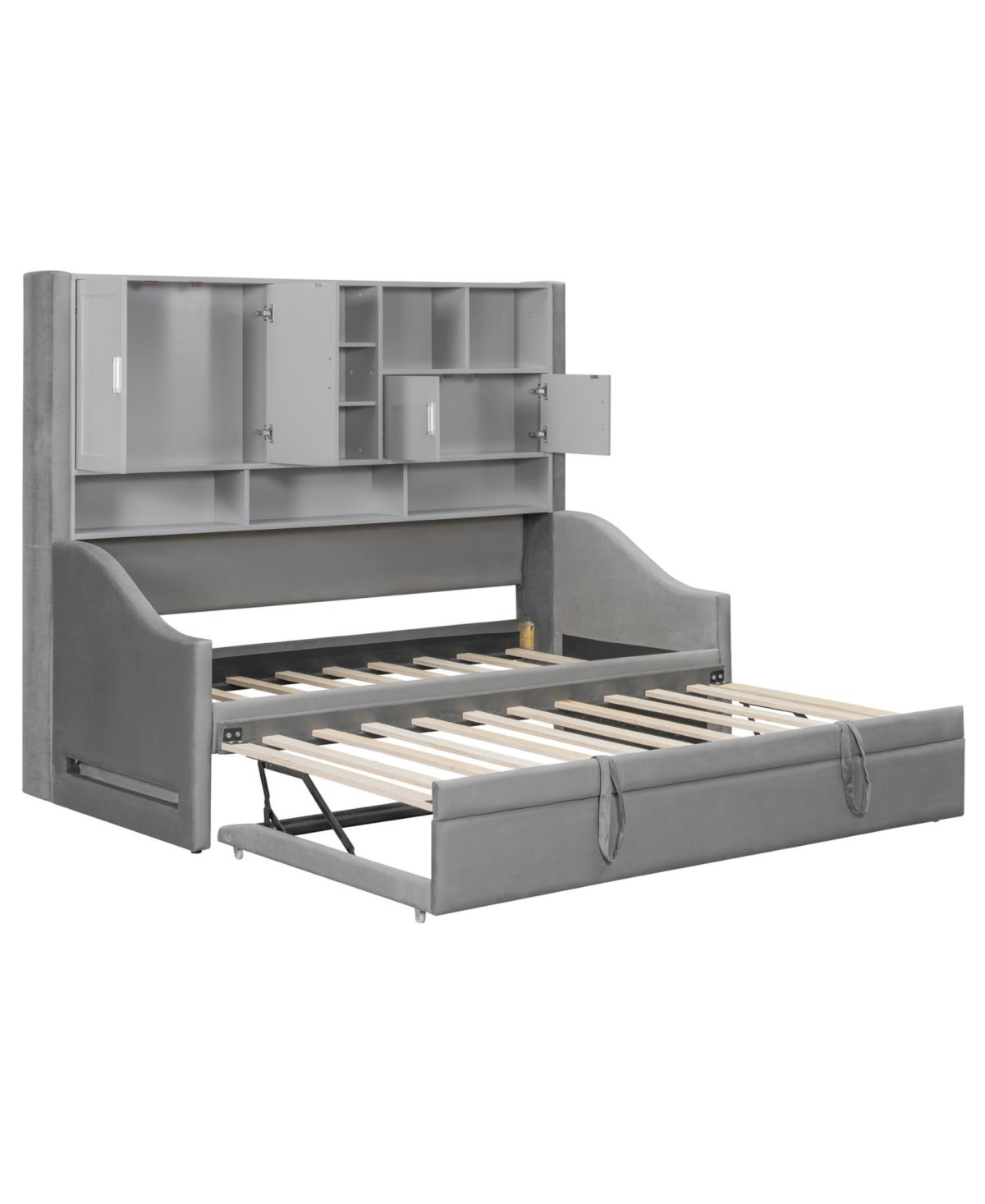 Streamdale Furniture Twin Upholstered Daybed with Led, Storage & Trundle