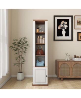 Rotating Mirrored Storage Cabinet - Antique White