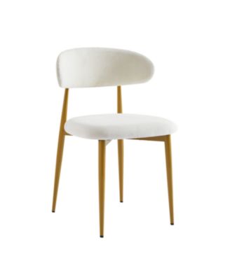 Modern White & Gold Dining Chairs (Set of 2)