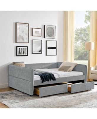 Tufted Daybed with Trundle, Queen, Boucle Fabric