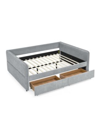 Tufted Daybed with Trundle, Queen, Boucle Fabric