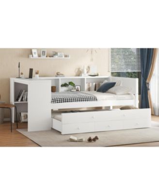 Twin Daybed with Trundle, Storage, Shelves & Desk