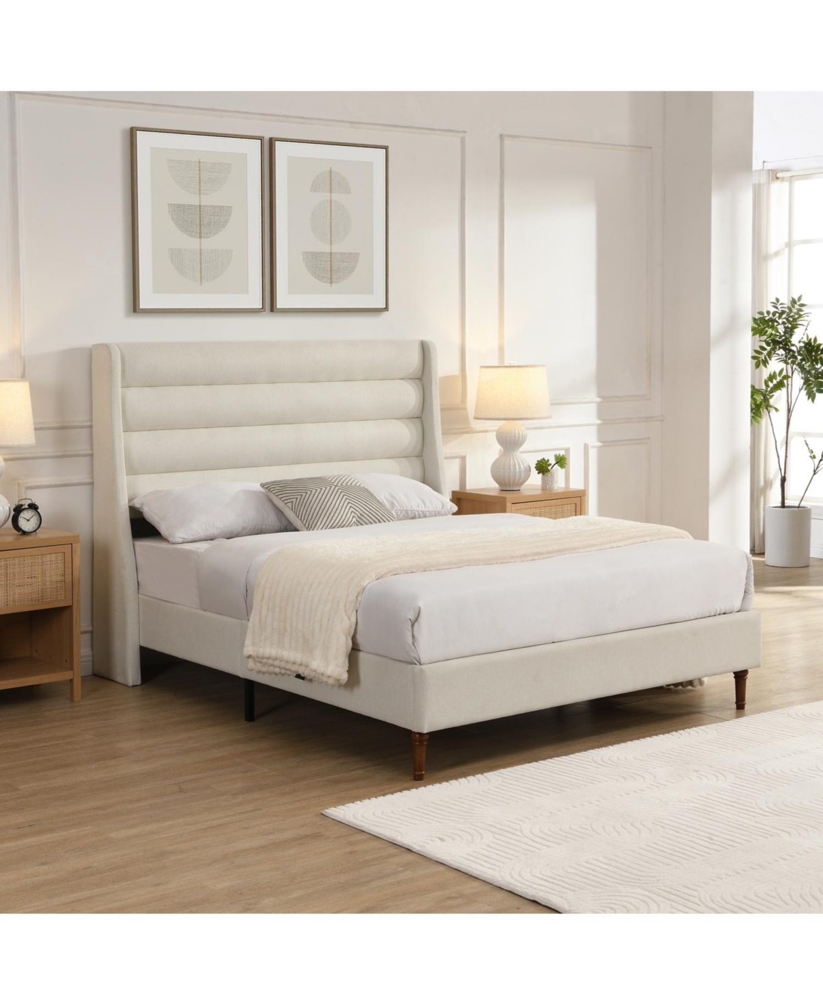 Streamdale Furniture Streamdale Queen Upholstered Platform Bed with Wave Headboard