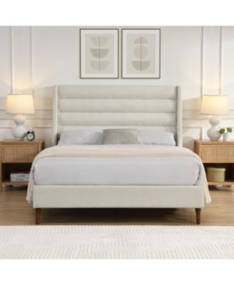 Streamdale Queen Upholstered Platform Bed with Wave Headboard