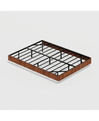  Walnut Queen Bed Frame with LED Lights, Wave Texture, Metal Slats