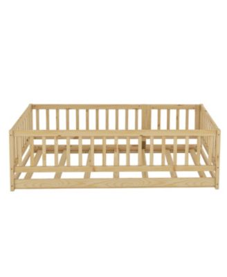 Twin Montessori Floor Bed with Fence & Door