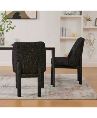 Modern Chenille Dining Chairs (Set of 2) - Black/Gray