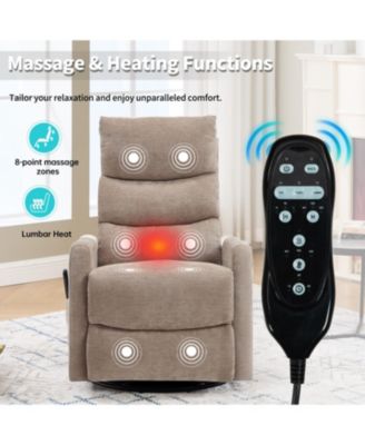 Heat Massage Rocker Swivel Recliner Chair, Fabric