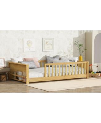 Twin Floor Platform Bed w/ Book Rack Natural