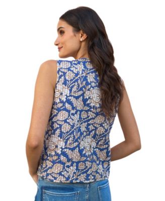 Women's Floral Reversible Quilted Vest Jacket