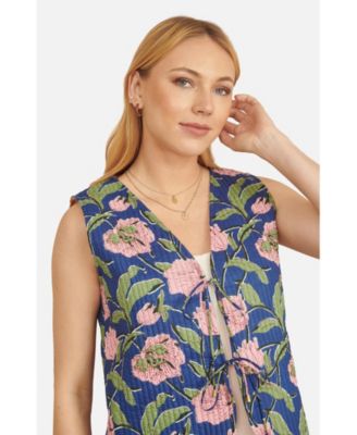 Women's Floral Reversible Quilted Vest Jacket