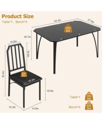 Modern Glass Dining Table Set with Upholstered Chairs, Chamfered Edge, Durable Tempered Glass, Small Apartment