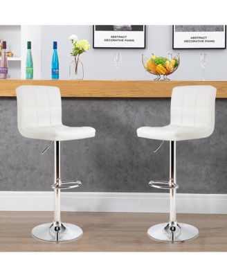 Adjustable Armless Bar Stool Full Back Swivel Kitchen Counter Bar Chair PU Leather