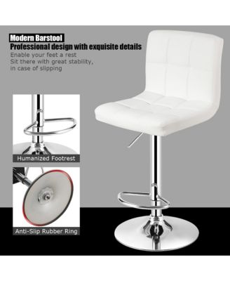 Adjustable Armless Bar Stool Full Back Swivel Kitchen Counter Bar Chair PU Leather