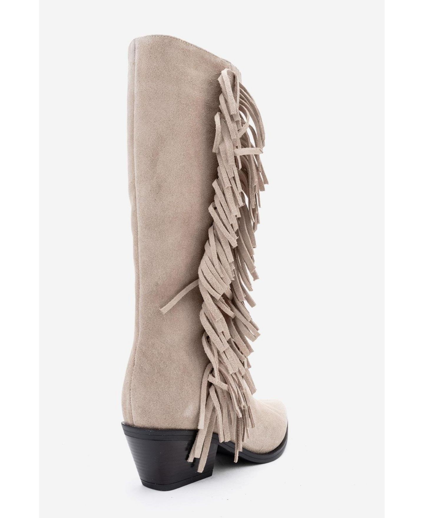 Женские кожаные ковбойские ботинки Forever & Always Shoes Orlo с бахромой, цвет: Бежевый замшевый кожаный — фото 5