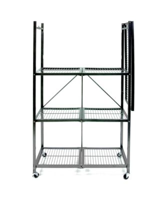 4 Tier Multipurpose Folding Storage Organizing Rack with Wheels, Gray