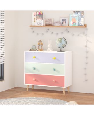 Kids 3 Drawer Dresser, Nightstand - Colorful