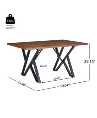 Indoor Dining Table With Metal Legs,Walnut