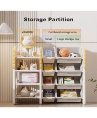 Kids Bookshelf & Toy Storage Organizer - 4-Tier with 8 Bins