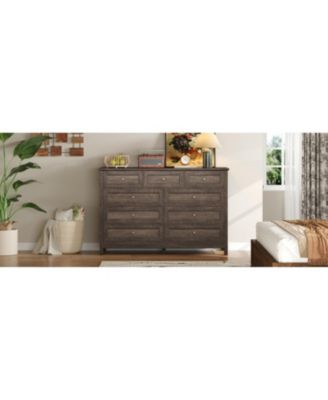  Rustic Wood 9-Drawer Dresser - Brown