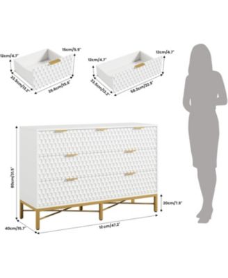 7-Drawer Modern White Dresser, Deep Drawers, Wide Top, Long Wooden Chest for Bedroom, Closet, Living Room, Hallway