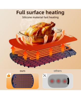 7-Temp Food Warming Mat, 250W Low Energy Consumption (104&deg;F-212&deg;F), 5H Timer & Child Lock, Ultra-Thin Roll-Up Buffet Hot Plate
