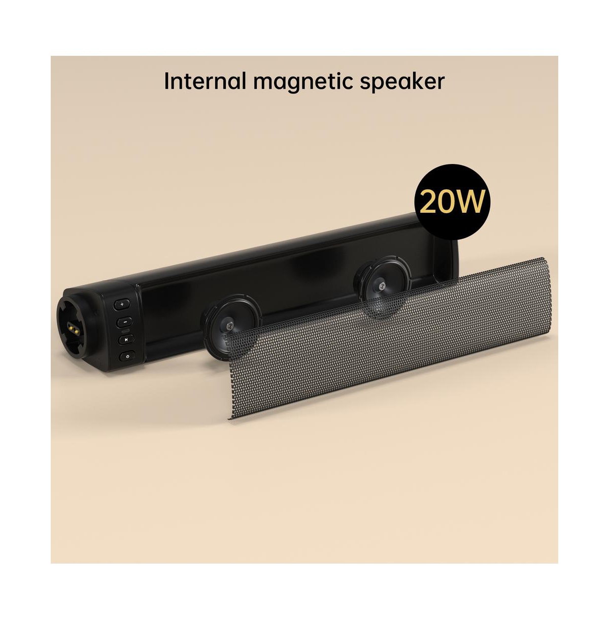 Artudatech 20W Detachable Sound Bar with Bluetooth 4.0, Converts to Dual Speakers for Immersive Audio