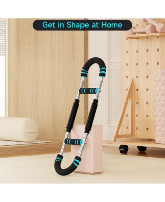 Spring Barbell for Home Use, 88lb Adjustable Resistance Arm, Chest & Back Trainer with Steel Spring and Comfort Foam Grips