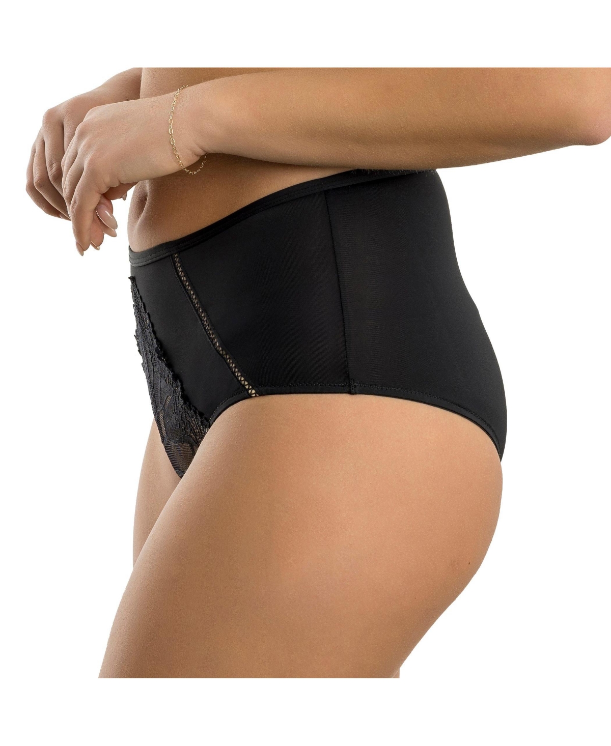 Parfait Women's Charlene High Waist Pretty Modern Vintage Lace Brief - Warm Sand