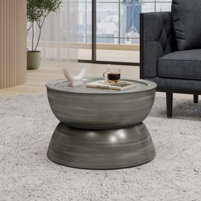 Sparling Modern Hourglass Coffee Table in Brushed Antique Iron