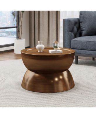 Modern Iron Hourglass Coffee Table - Antique Brown