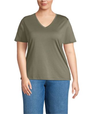Plus Size Relaxed Supima Cotton V-Neck T-Shirt