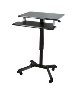 High Rise Mobile Adjustable Standing Desk with Keyboard Tray