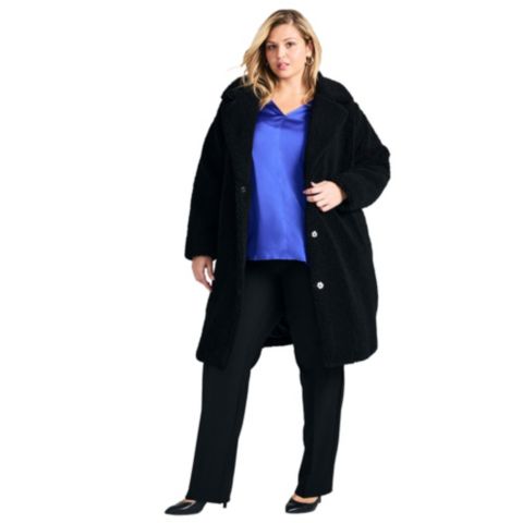 Женские куртки AVENUE Women's Plus Size Teddy Longline Coat