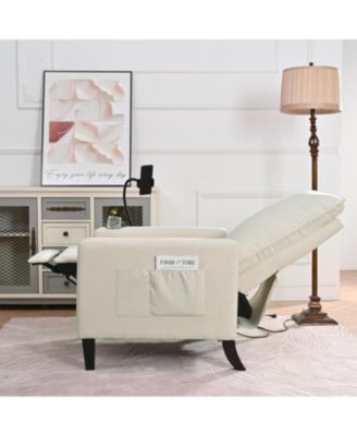 Modern Cozy Fabric Armchair with Adjustable Backrest and Storage