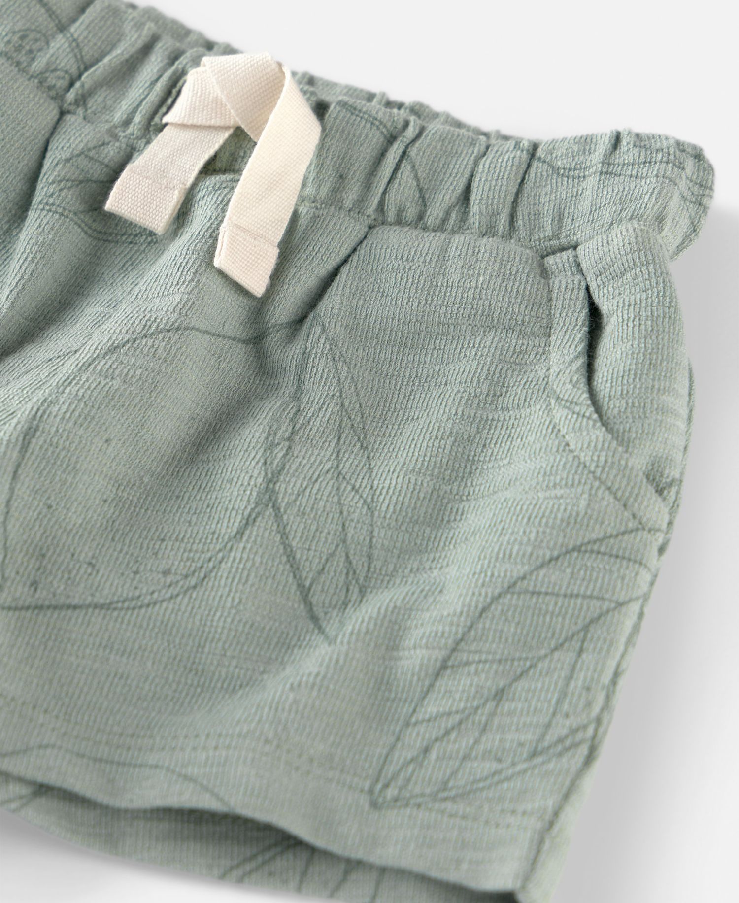 Baby Boys' Organic Cotton Textured Round Neck T-Shirt and Shorts, 2-Piece Set