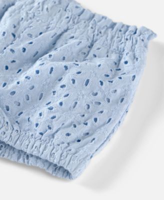 Baby Girls' Eyelet Round Neck Top and Shorts, 2-Piece Set