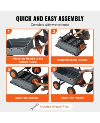 Large Capacity Dump Cart with 1200 lbs Rating & 13-inch Wheels