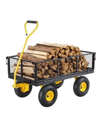 SUGFIT 900 lbs Steel Garden Cart with Convertible Mesh Sides