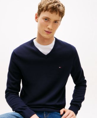 Men's Essential Solid V-Neck Sweater