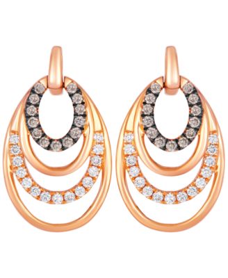 Chocolate Diamond (0.36 ct. t.w.) & Vanilla Diamond (0.40 ct. t.w.) Drop Earrings in 14k Strawberry Gold
