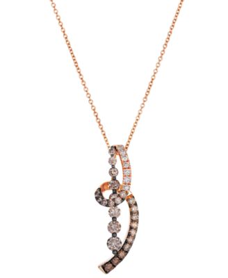 Chocolate Diamond (0.63 ct. t.w.) & Chocolate Ombr&eacute; Diamond (0.48 ct. t.w.) Pendant Necklace in 14k Strawberry Gold