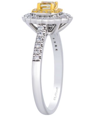 Fancy Light Yellow Diamond (0.37 ct. t.w.) & Vanilla Diamond (0.29 ct. t.w.) Couture Ring in Platinum